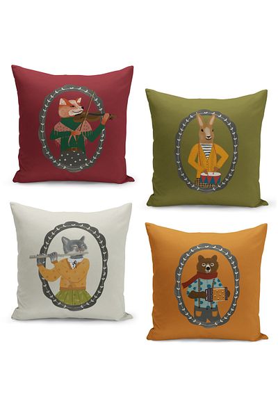 Filamente 4-Piece Throw Pillow Cover Set New Year's Eve Christmas Pattern Double-Sided Digital Printed