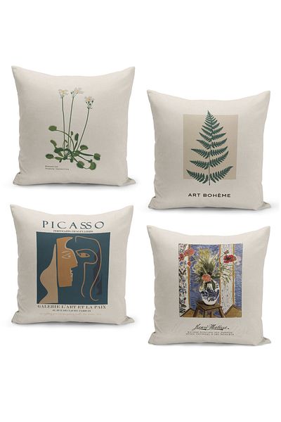 Filamente Set of 4 Throw Pillow Cases, Double Sided Digital Printed