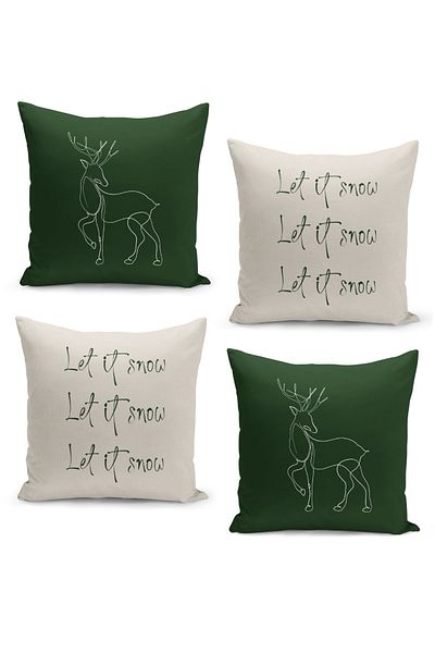 Filamente 4-Piece Throw Pillow Cover Set New Year's Eve Christmas Pattern Double-Sided Digital Printed