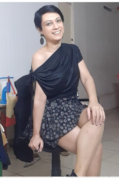 Mertcan Butik Single Shoulder Lace Detailed Black Glitter Combed Cotton Viscose T-Shirt