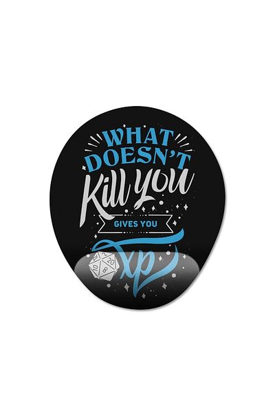 Pixxa What Doesn't Kill You Gives You Xp - نموذج لوحة ماوس مع دعم المعصم Gamer Dnd Frp - بيضاوي واحد