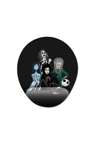 Pixxa شخصيات تيم بيرتون بيتليجويس - لوحة ماوس تدعم المعصم من Scissorhands موديل - 1 بيضاوي