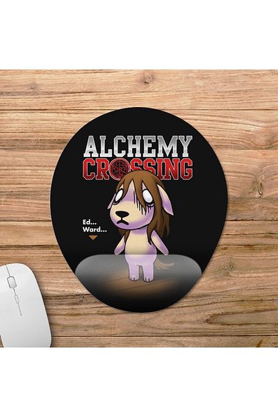 Pixxa Fullmetal Alchemist - موديل لوحة ماوس Alchemy Crossing مع دعم للمعصم - بيضاوي واحد