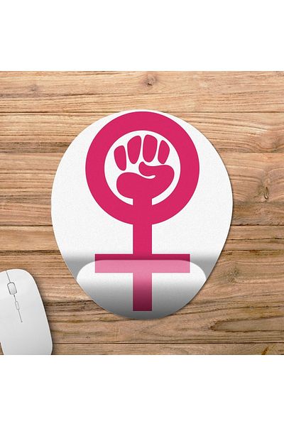 Pixxa Feminism - نموذج لوحة ماوس لدعم المعصم لحقوق المرأة - بيضاوي واحد