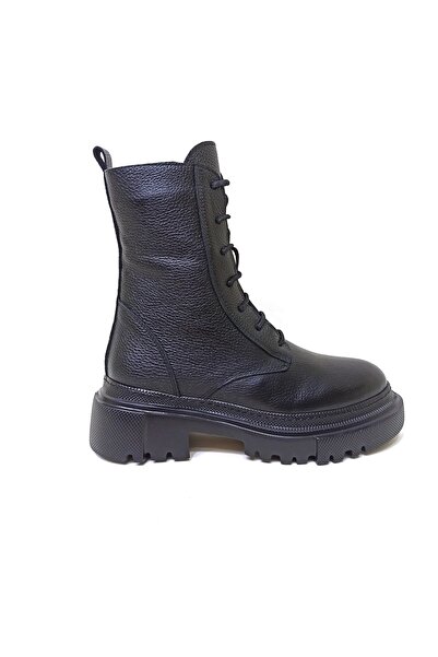 ALBİNİ Siyah Deri Kadın Postal Bot Ayakkabı