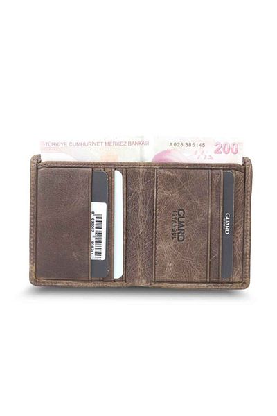 GUARD Antique Brown Minimal Sports Leather Men's Wallet - GDR240330XT1564