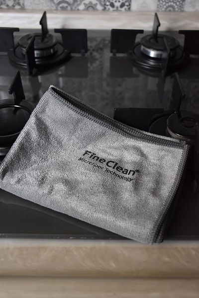 Fine Clean (1 Piece) Gray Microfiber Magic Oil Built-in Cooker Hood Kitchen Cloth 40*40
