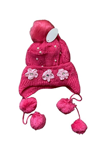 Pink Hippo Kids Căciulă tricotată pentru fete de 4-10 ani, cu urechi și blană...