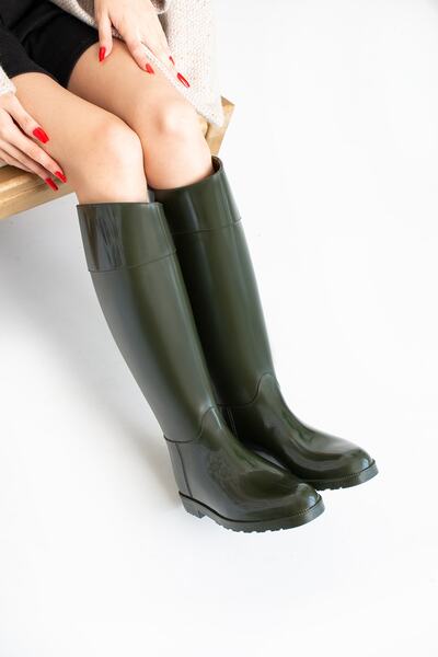 wolk shoes Γυναικείες μπότες βροχής αδιάβροχες χακί χρώματος