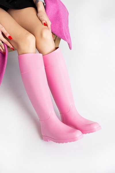 wolk shoes أحذية المطر النسائية مقاومة للماء بلون وردي كاندي