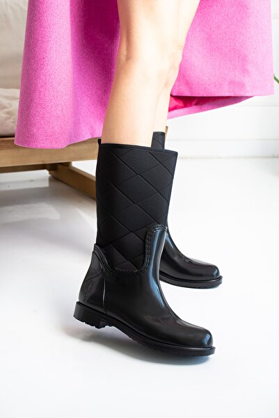 wolk shoes Дощові чоботи Капітоне Чорні жіночі чоботи