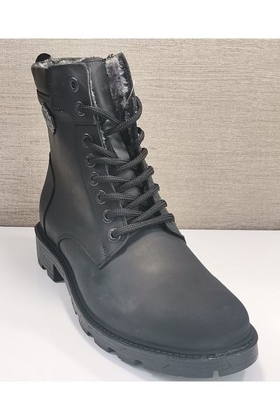 White World 763 Ανδρικές μαύρες γούνινες μπότες Thermo