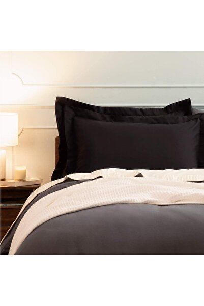 Tinybabyconcept 100% Cotton Flounced 2-Piece Pillow Case 50X70 cm Decorative, Breathable Fabric Black Color