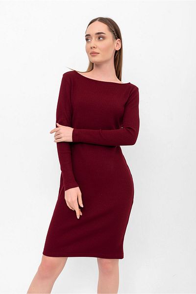 Laranor Burgundy Boat Neck Ribbed Camisole Dress