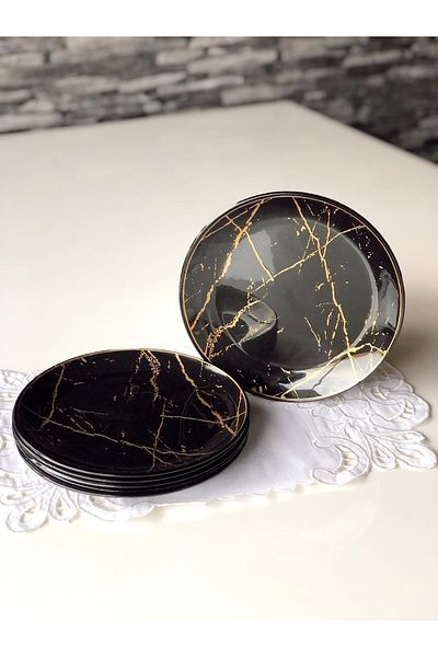 GÜRCÜGLASS Marble Pattern Cake Plate