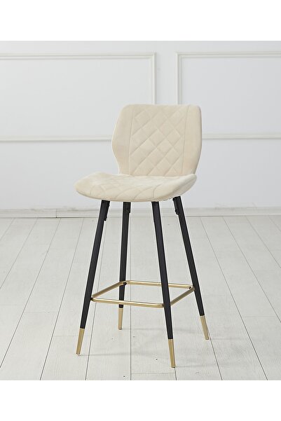 Pİ MOBİLYA 3 Adet Maya Ada Mutfak Ve Bar Sandalyesi - Silinebilir Babyface Kumaş - Metal Siyah Gold Ayak