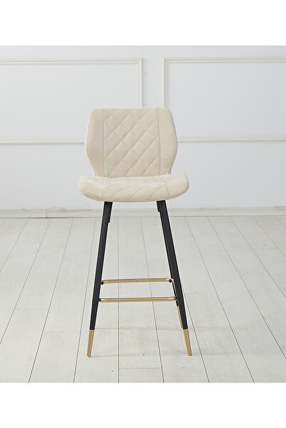 Pİ MOBİLYA 3 Adet Maya Ada Mutfak Ve Bar Sandalyesi - Silinebilir Babyface Kumaş - Metal Siyah Gold Ayak