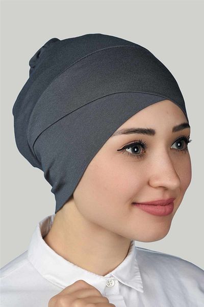 Altobeh Σταυρός Εξωτερικό Καπό Hijab Χτενισμένο Βαμβακερό - Καπνιστό