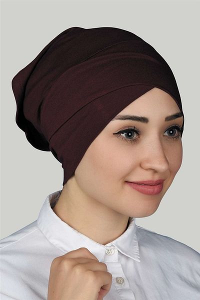 Altobeh Σταυρός Εξωτερικό Καπό Hijab Χτενισμένο Βαμβακερό - Claret Red