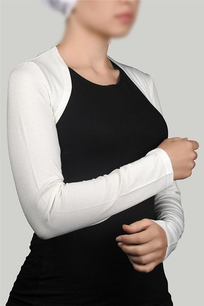 Altobeh Long Sleeve Hijab Bolero - Ecru