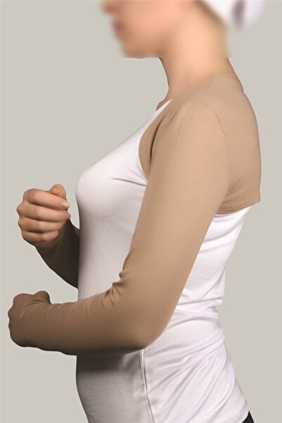 Altobeh Long Sleeve Hijab Bolero - Dark Beige