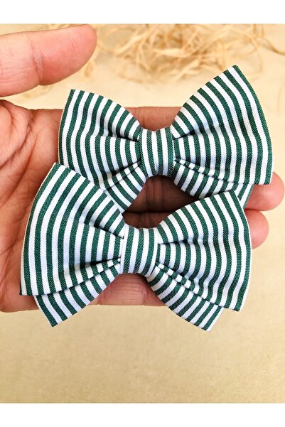 seyranat 2 штук зелено-білих смугастих якісних гумок з бантиками, набір шпиль...