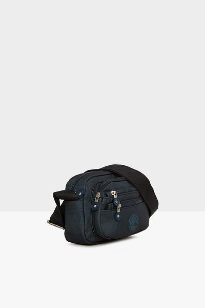 Bagmori Navy Blue Women's Multi-Zip Bag with Snap Pocket M000007710