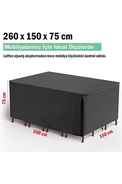Breen Black Waterproof Garden Furniture Protection Cover - 260X150X75 cm