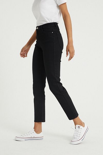 Livik Classic Black High Waist Lycra Mom Jeans