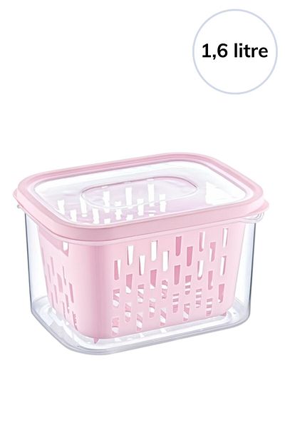 Buffer ® Storage Container with Strainer 1.6 Lt Plastic Storage Container Storage Box Transparent Plastic Box Food Box