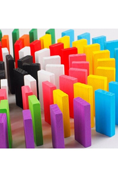 Eğitici Şekiller الدومينو الخشبية 100 قطعة حجر ملون حجم كبير حجر الدومينو