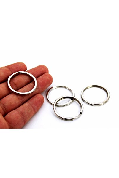 yfhobi 10 Adet - 32 Mm Nikel Kaplama Yuvarlak Ezme Anahtarlık Halkası
