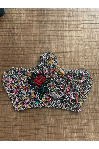 Gönülden Tasarım 16x11 Pietre de piatră Coroană Trandafir Lipire cu fier de călcat Aplicație Patch Crestă Accesoriu de cusut
