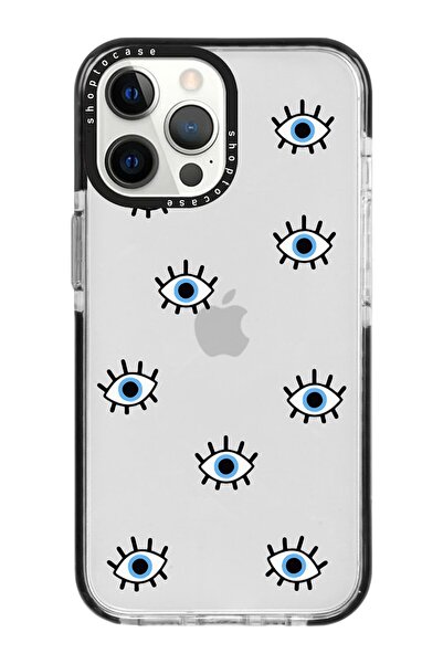 Black Impact Phone Case with Iphone 14 Pro Max Compatible Evil Eye Design