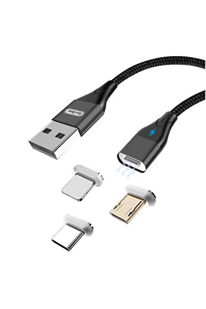 Go-Des Go Des Gd-uc501 3 In 1 Magnetik Usb Kablo 3a Mıknatıslı Şarj Kablosu 1...
