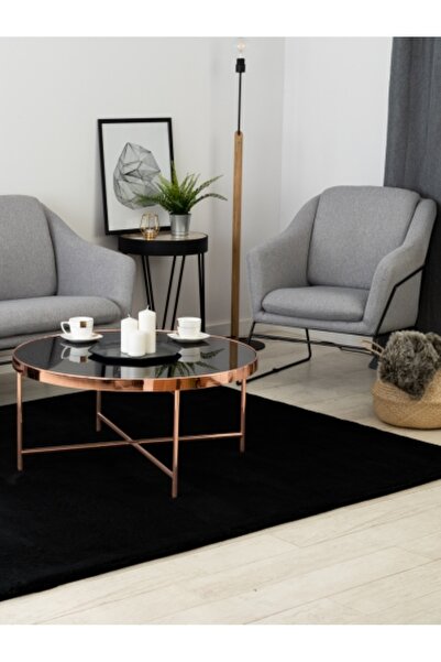 Tappeto Rex Tavşanı Dekoratif Post Peluş Halı Siyah tüy Yüksekliği