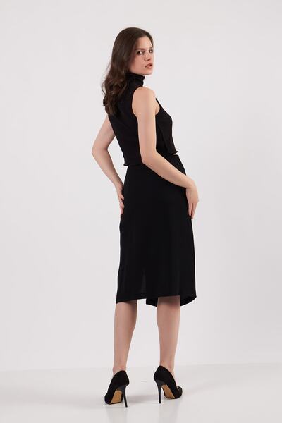 orcey Women's Baby Overlock Detailed Turtleneck Sleeveless Sweater