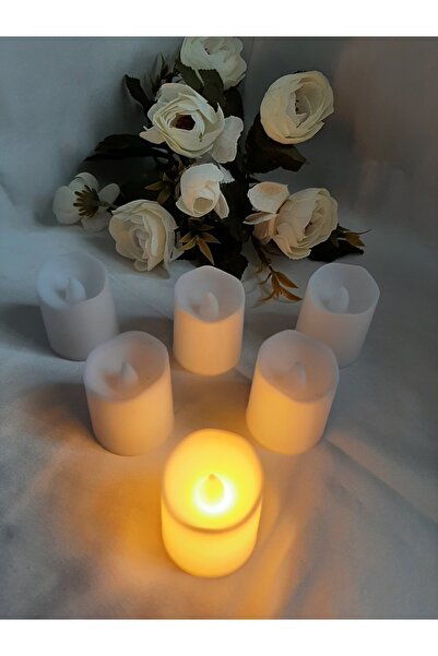AGH Değerli Hediyeler Led Mum 6 Adet Ledli El Gülü Pilli Desenli Sahil Aşk Le...