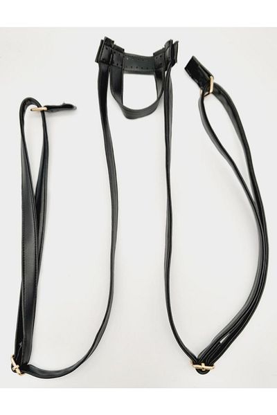 angel çanta aksesuar Black Faux Leather Backpack - Light Gold Metal