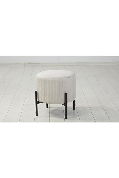 Pİ MOBİLYA Violet Puf - Silinebilir Babyface Kumaş - Siyah Ayak