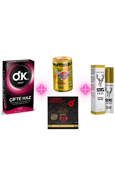 Nitro Okey Çifte Haz 10'lu + 48 Hours Çikolata + Içecek + Stag Sprey 1 Adet