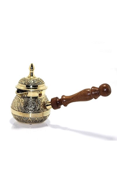 hediyeconcepti Pirinç Kakma Işlemeli Osmalı Cezvesi Kapaklı 6.5” Inc