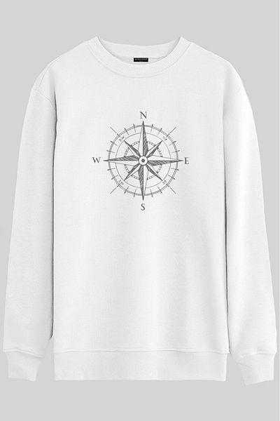 Minharir White Color Crew Neck Printed Sweatshirt