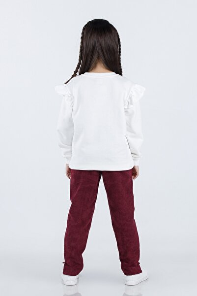 DMB BOYS & GIRLS 4-8 Yaş Kadife Pantolonlu Uzun Kol Kız Çocuk Ikili Takım