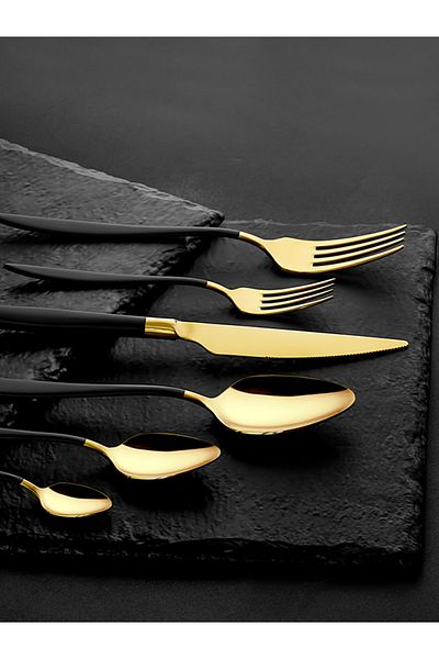 Amboss Cosmos Gold Black - 72 Piece Cutlery Set