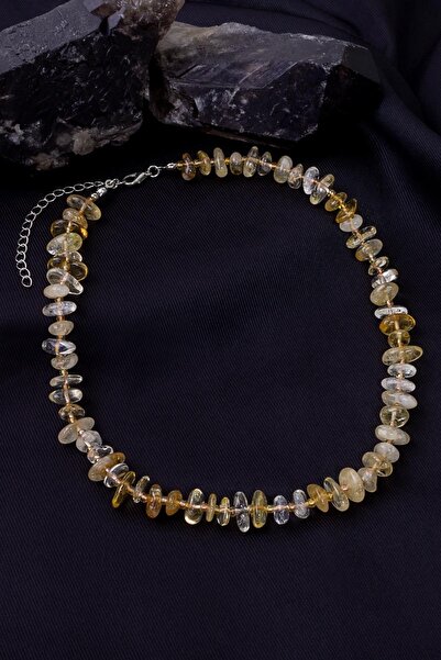 Dünya Doğal Taş Sitrin Taşı Kolye