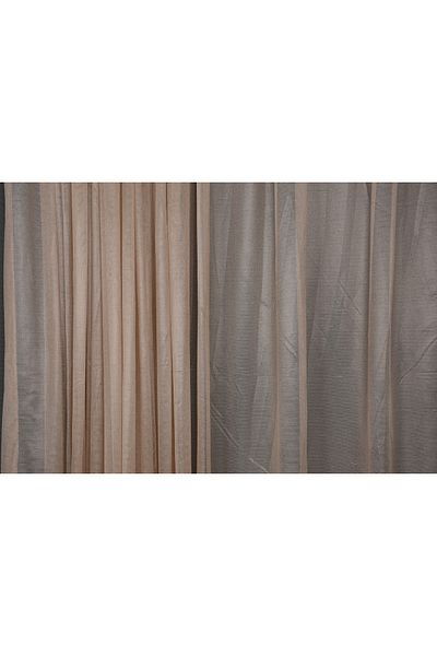 AKÇA TEKSTİL Cypress Pattern Mink Color Single Wing Ready Made Planted Pleated Background Curtain 300*260 Cm