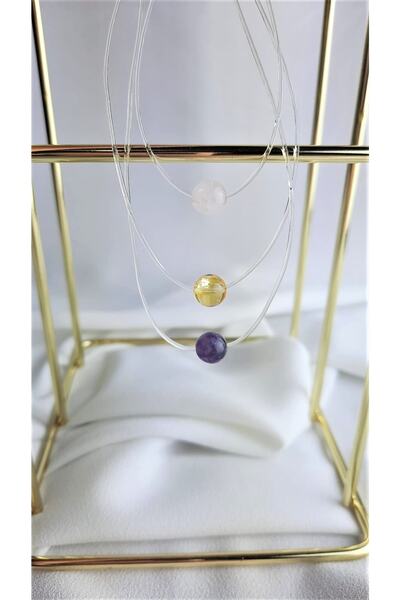 Lavinia Atelier Misina Necklace Women's Natural Stone Necklace Amethyst, Citrine, Pink Quartz