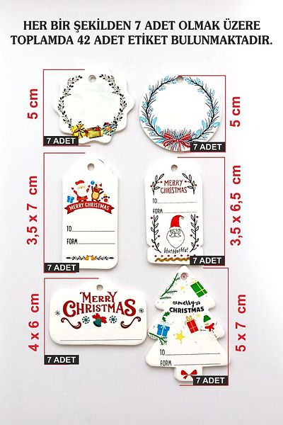 Vice New Year's Gift Tag 42 Pieces New Year's Tag (RED AND WHITE WITH LOCK THREAD)