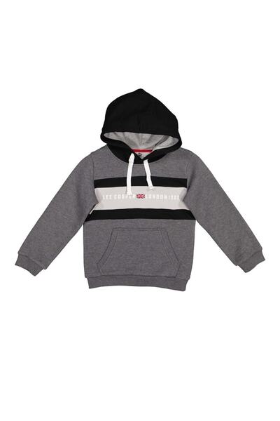 Lee Cooper Момчешки суичър с врата, сив меланж